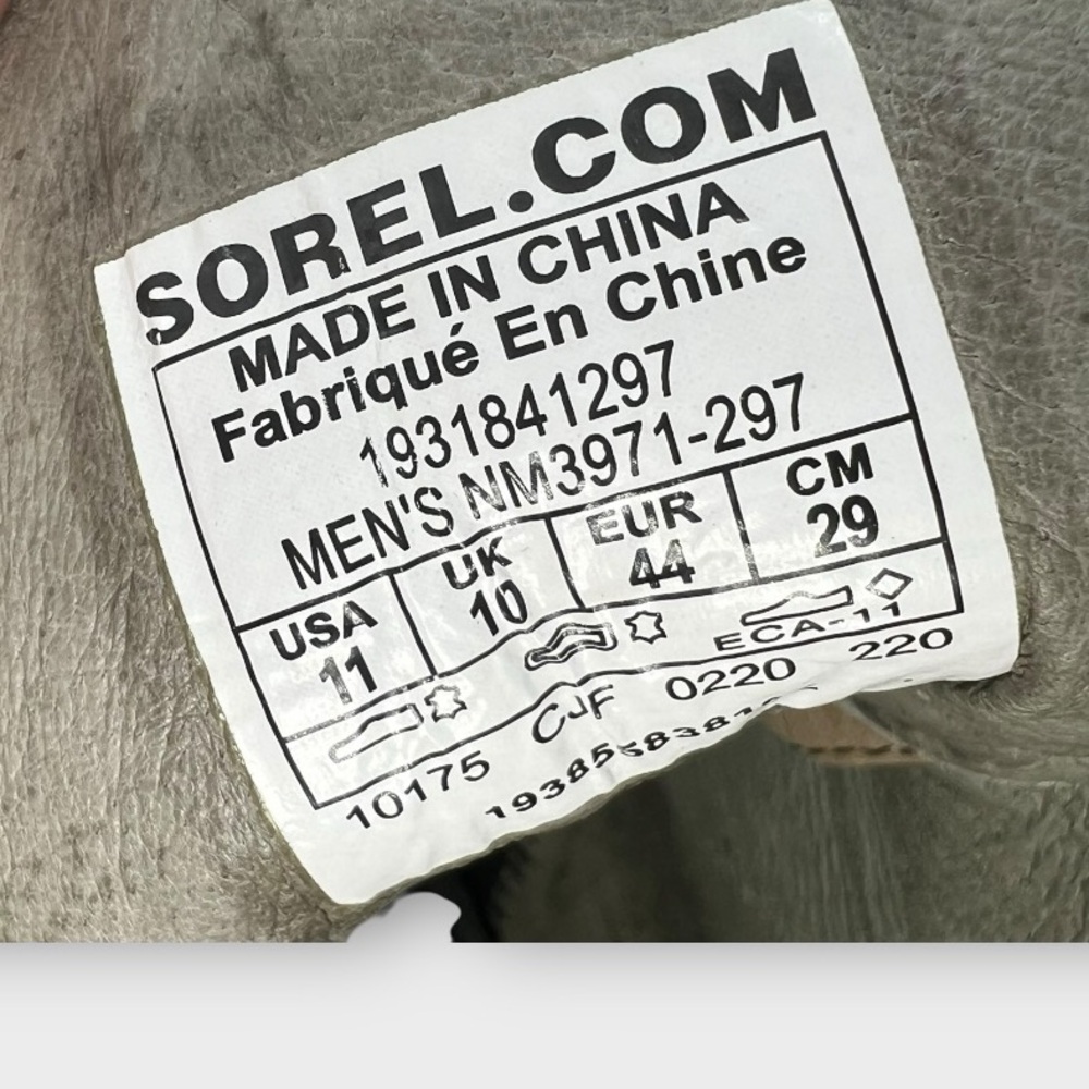 Sorel Caribou Six Waterproof Boots Khaki Leather Men's 11 M Good Condition - Picture 8 of 8